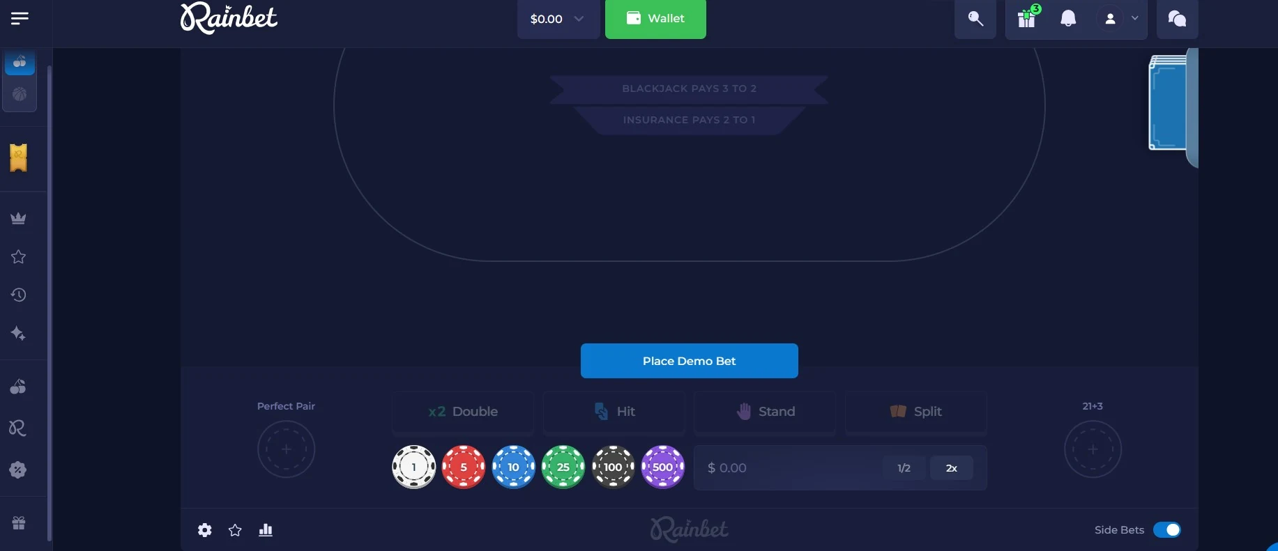 Rainbet Blackjack